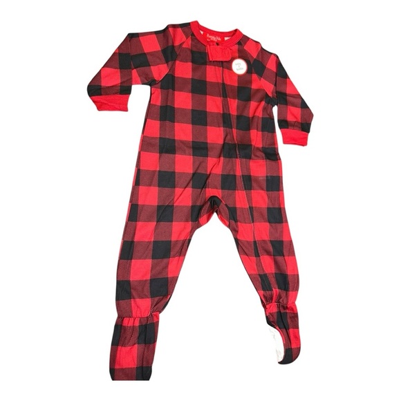 Macy's Family PJs T SZ 12 months Christmas 1PC Pajama Buffalo Check Red NWT - Picture 2 of 12